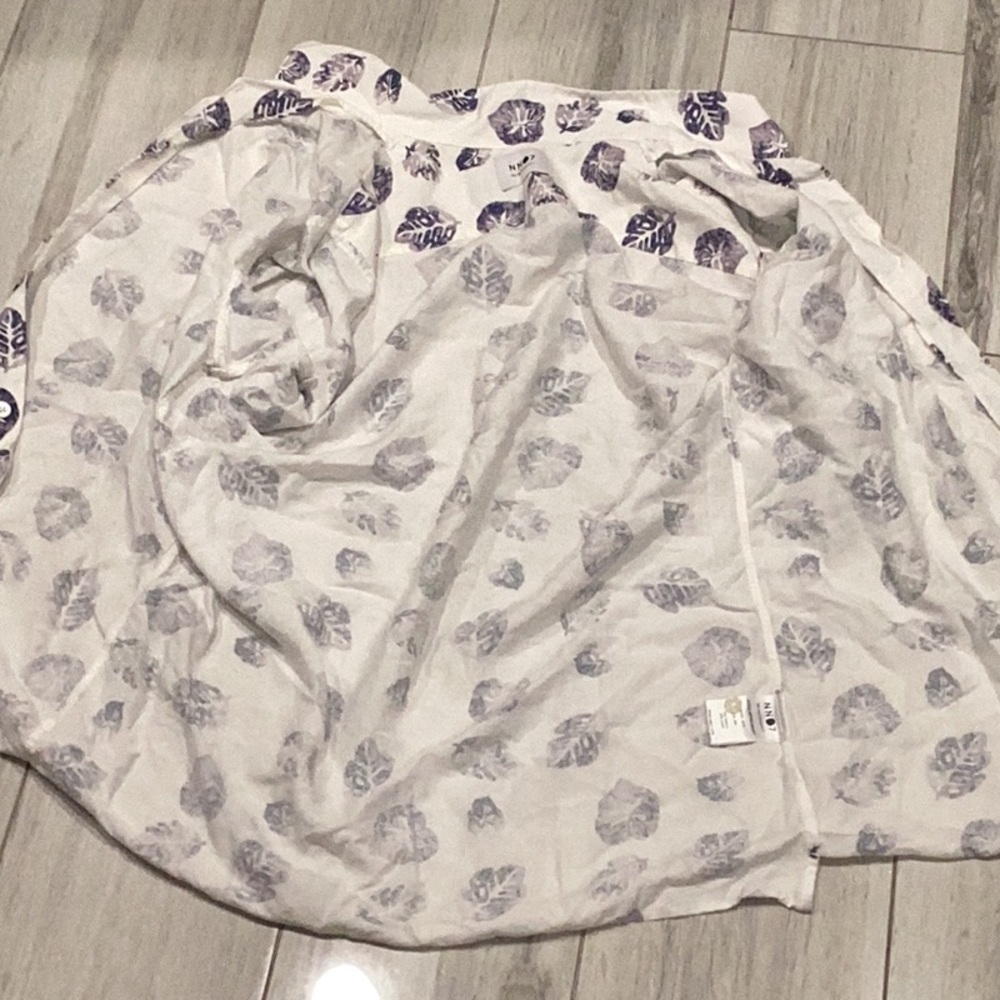 White and Blue Leaf Print men's Shirt